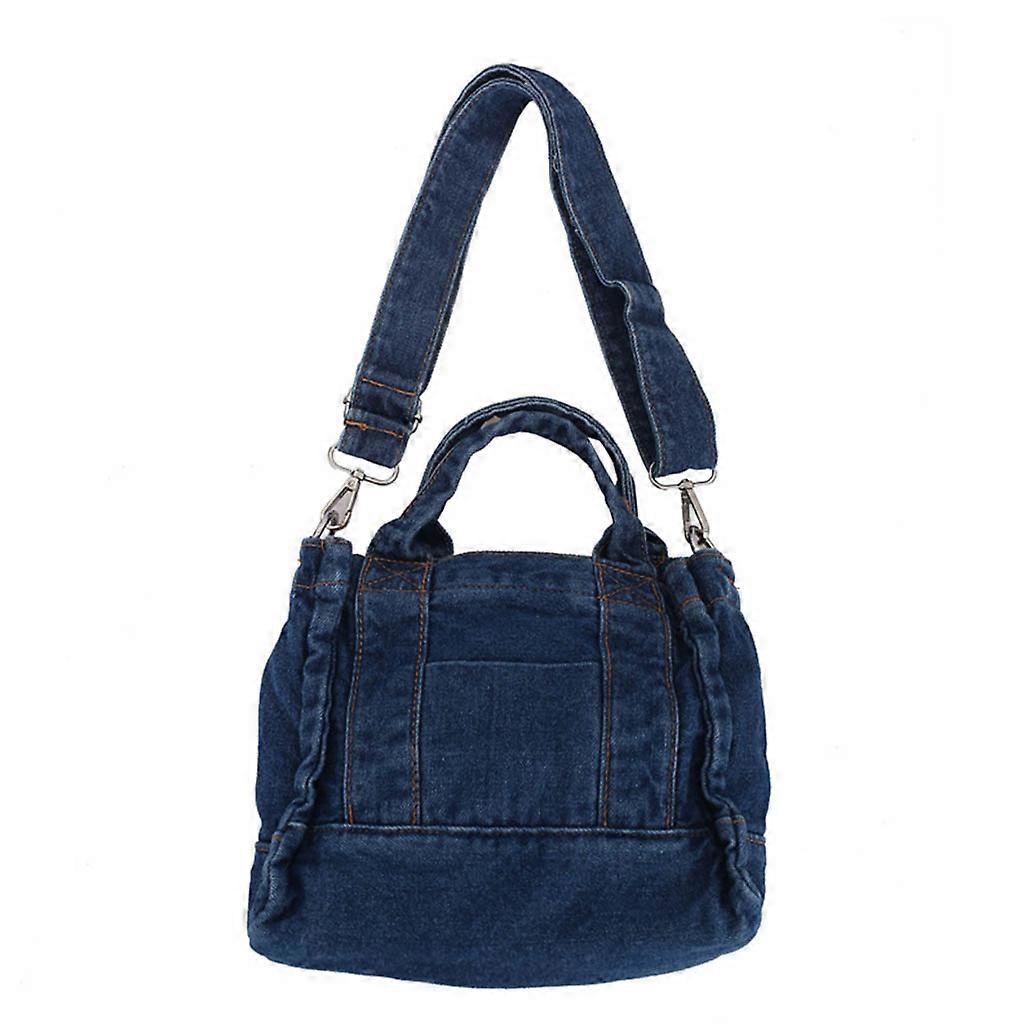 Unbrand Multifunction Pocket Soft Denim Shoulder Handbag Women Shoulder Bag Shopper Dark blue