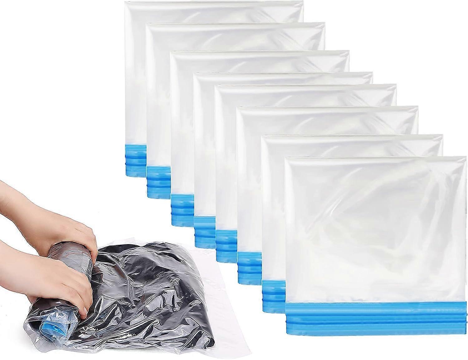 Lycxames Roll Up Compression Bags, 8 Pack 60x40cm Reusable Vacuum Storage Bags for Travel, Saving Space in Suitcase