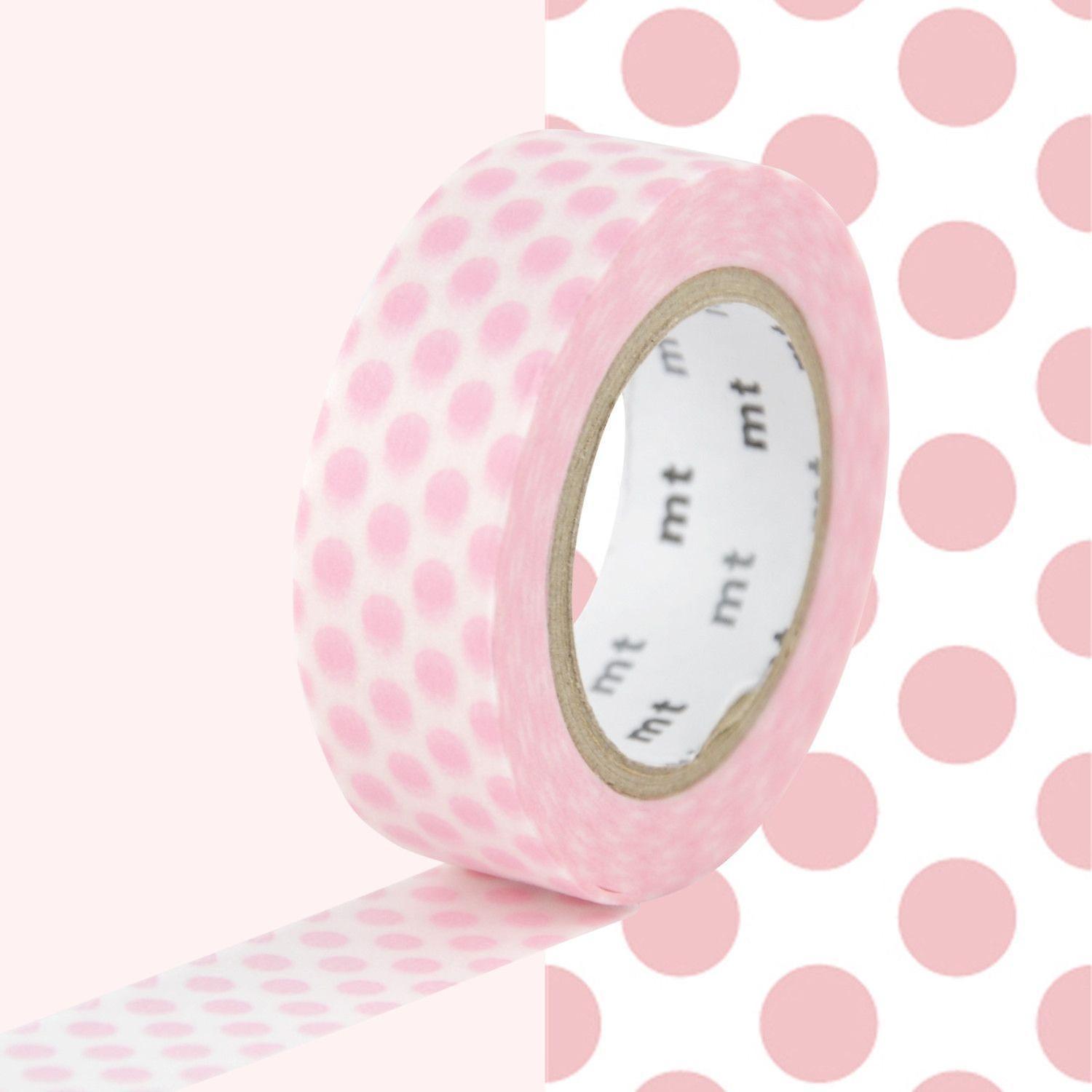 Masking tape with dots - Light pink - 1,5 cm x 7 m