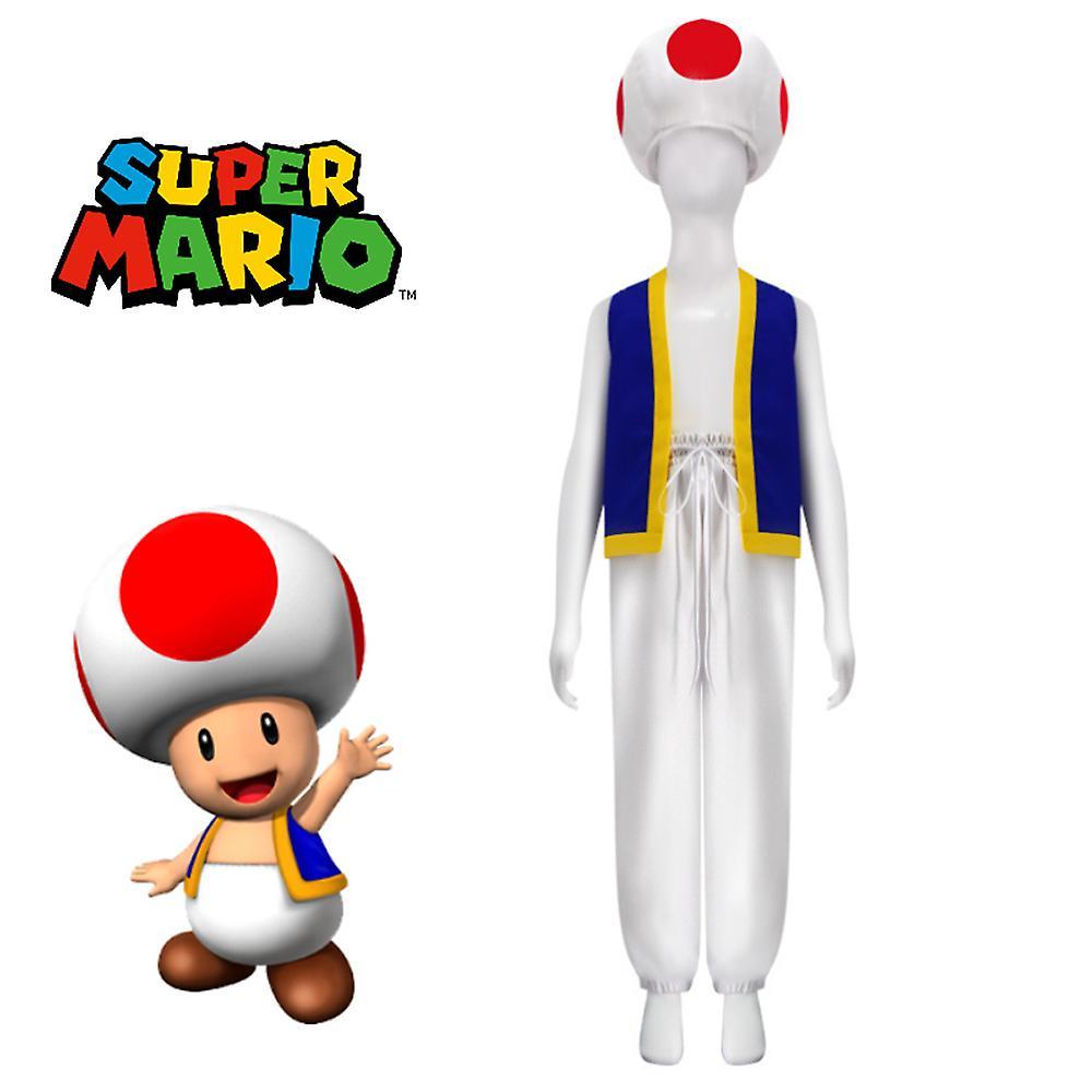 Manchalk Super Mario Bros Toad Adults Fancy Dress Retro Game Deluxe Costumes Women Men Birthday Party Halloween Cosplay Outfits M