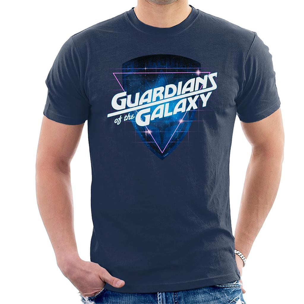 Marvel Guardians Of The Galaxy Retro Wave Logo Men's T-Shirt Navy Blue Small