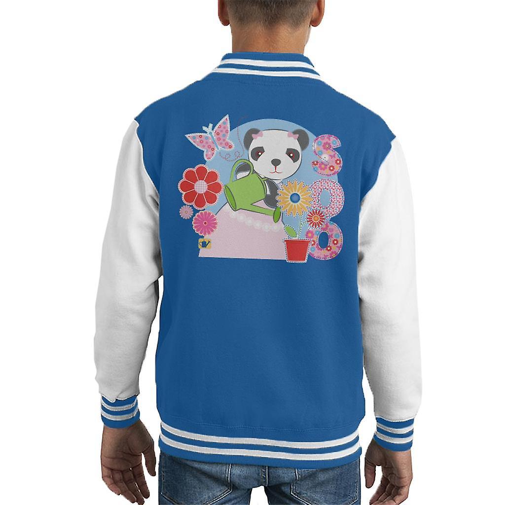 Sooty Soo Watering Flowers Kid's Varsity Jacket Royal/White Medium (7-8 yrs)