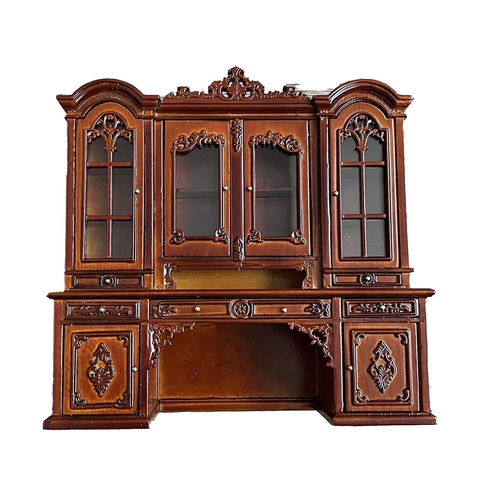 Siguang Dollhouse Miniature 1:12 Vintage Cabinet Table Wooden Bookcase Cupboard Furnitureks