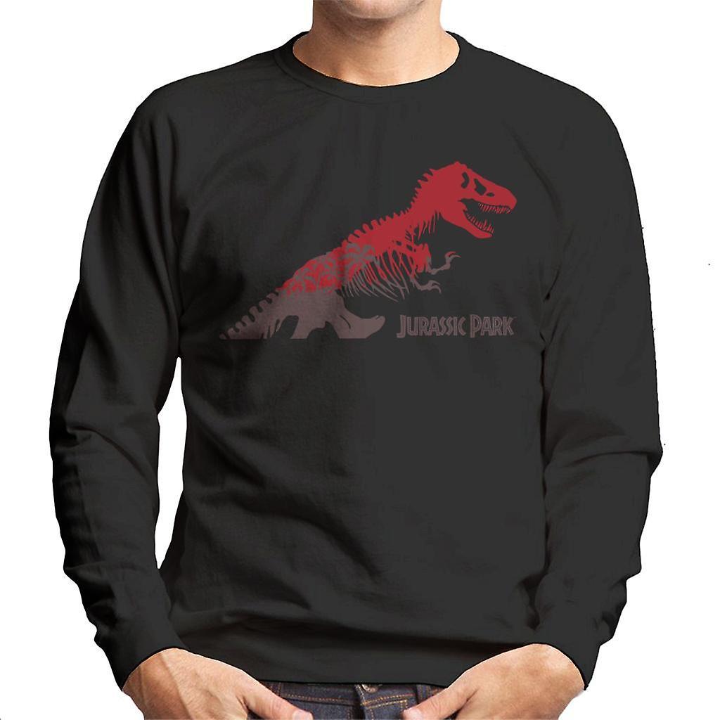 Jurassic Park T Rex Red Skeleton Silhouette Men's Sweatshirt Black Large