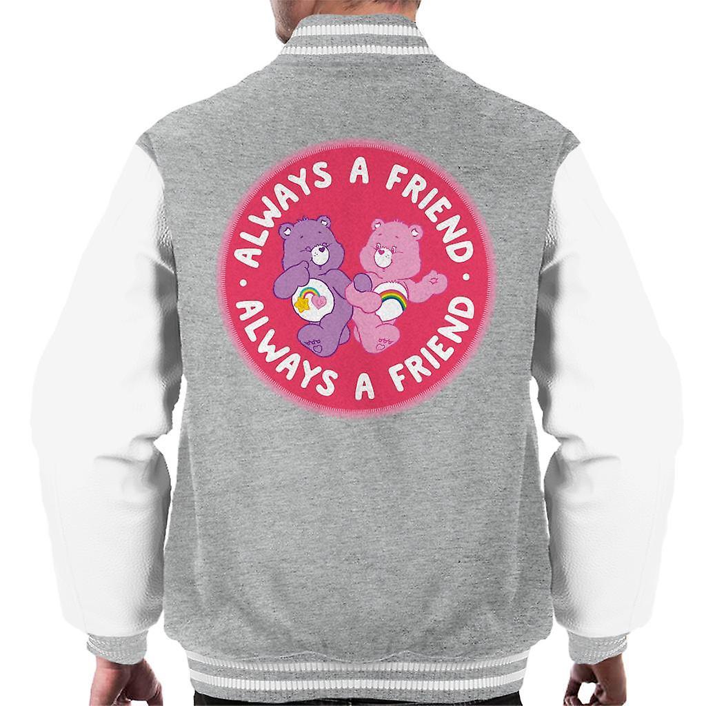 Care Bears Cheer Bear And Best Friend Bear Always A Friend Men's Varsity Jacket Heather Grey/White XX-Large