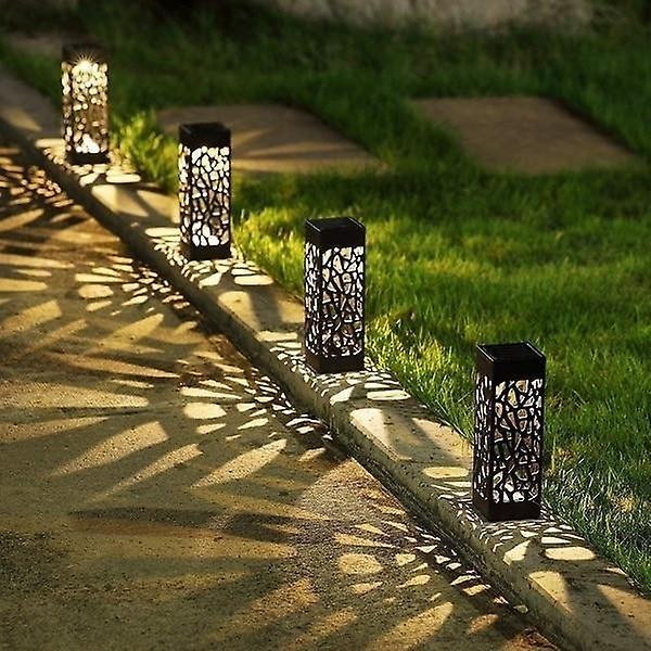 Slowmoose Waterproof Garden Solar Led Light, Hollow Lawn Lamp Warm White 2pcs