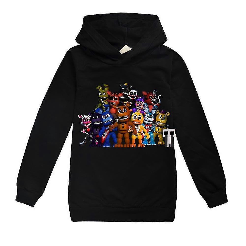 Unbrand Five Nights At Freddy's Kids Boys Girls Cute Hoodie Long Sleeve Loose Hooded Sweatshirt Pullover Jumper Tops Autumn Winter Black 7-8Y