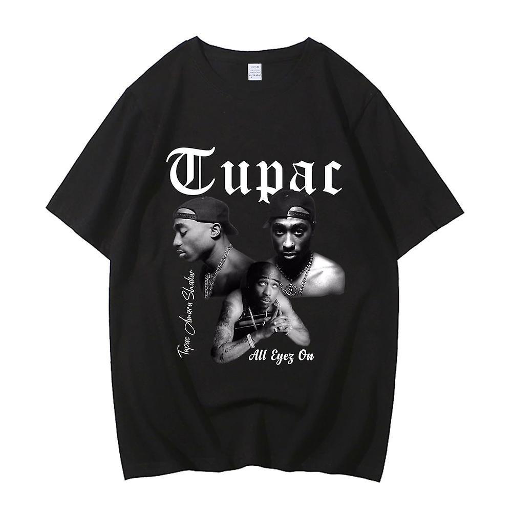 DUqi Tupac 2pac High Quality Cotton EU size top comic manga harajuku men t-shirts manga Japanese graphic unisex clothing black-91764 M