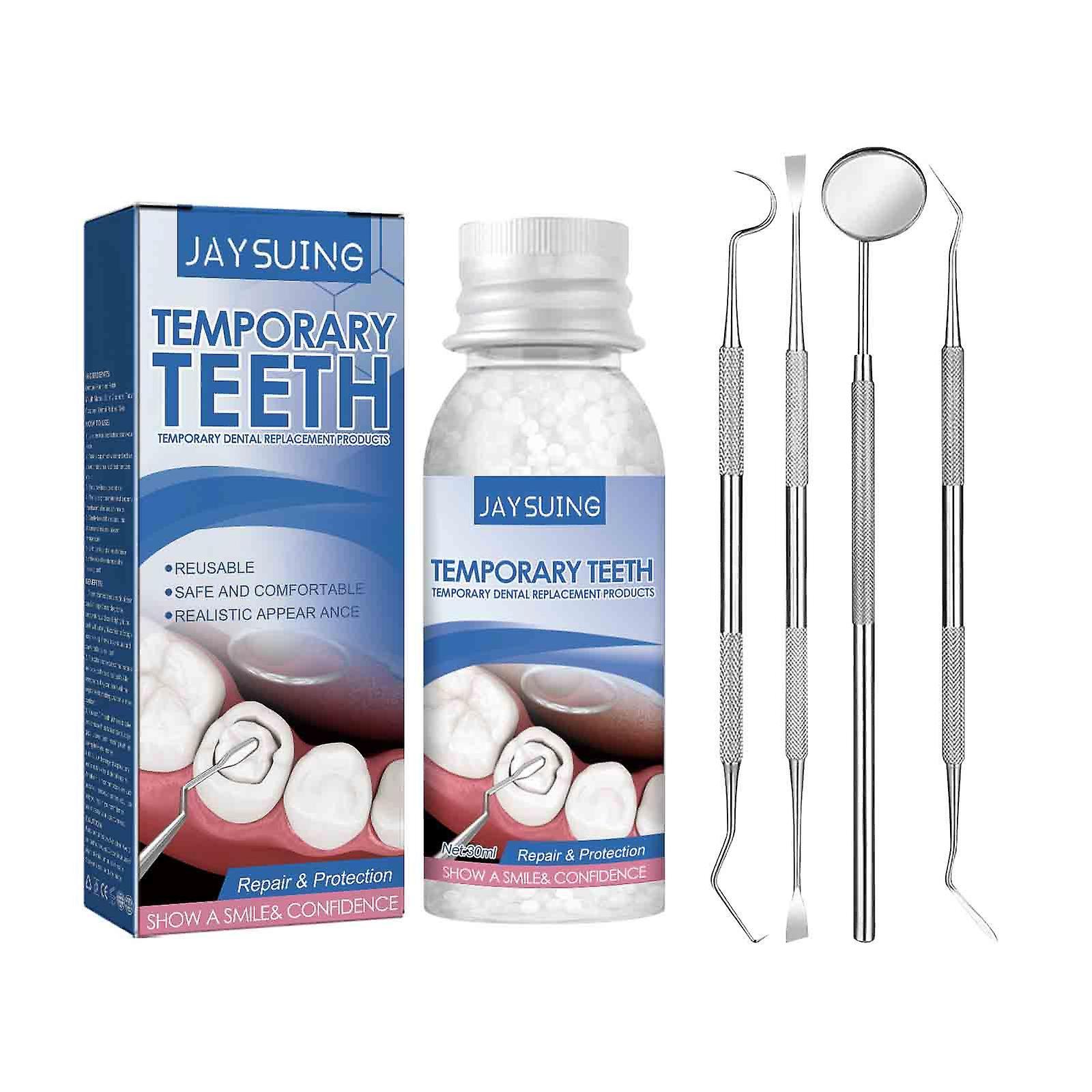 unbrand Tooth Repair Granules Temporary Tooth Repair Kit Thermal Beads Teeth Repair Kit Reusable 1pc 20g White