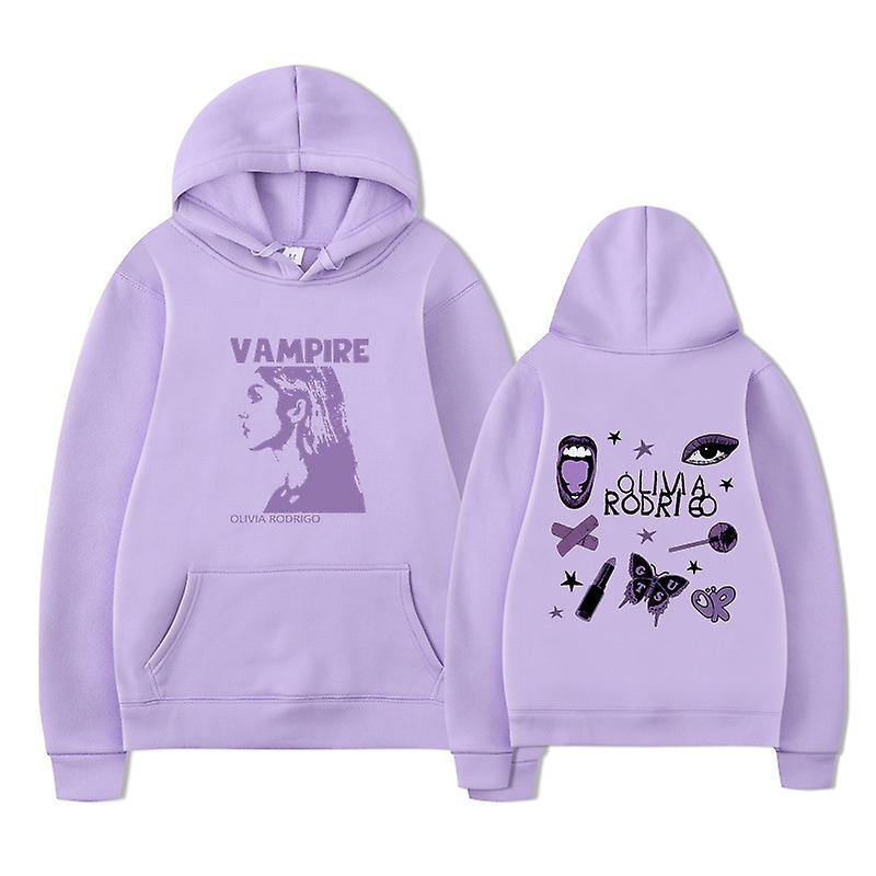 Whbyv Guts Olivia Rodrigo Hooded Sweatshirt Autumn And Winter Olivia Rodrigo Light purple and black S