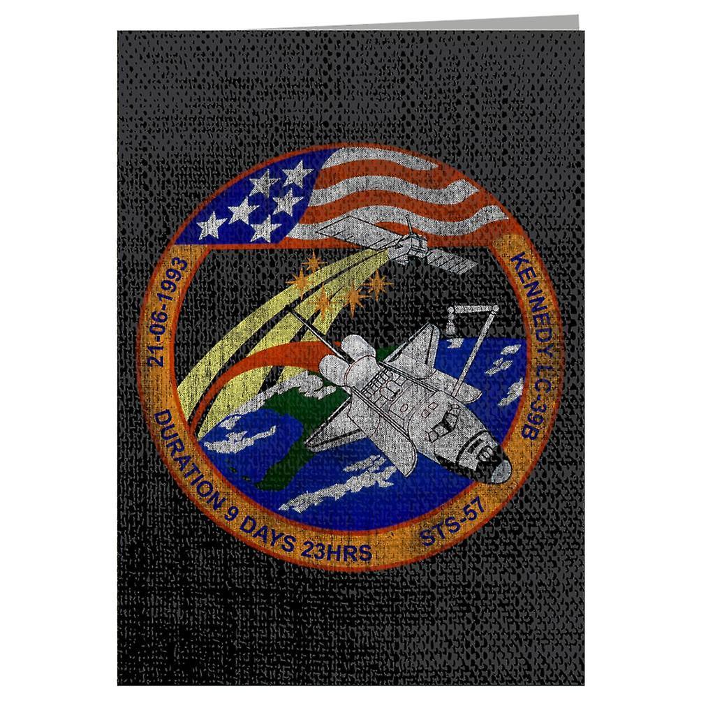 NASA STS 57 Endeavour Mission Badge Distressed Greeting Card Black 14.5 x 21cm