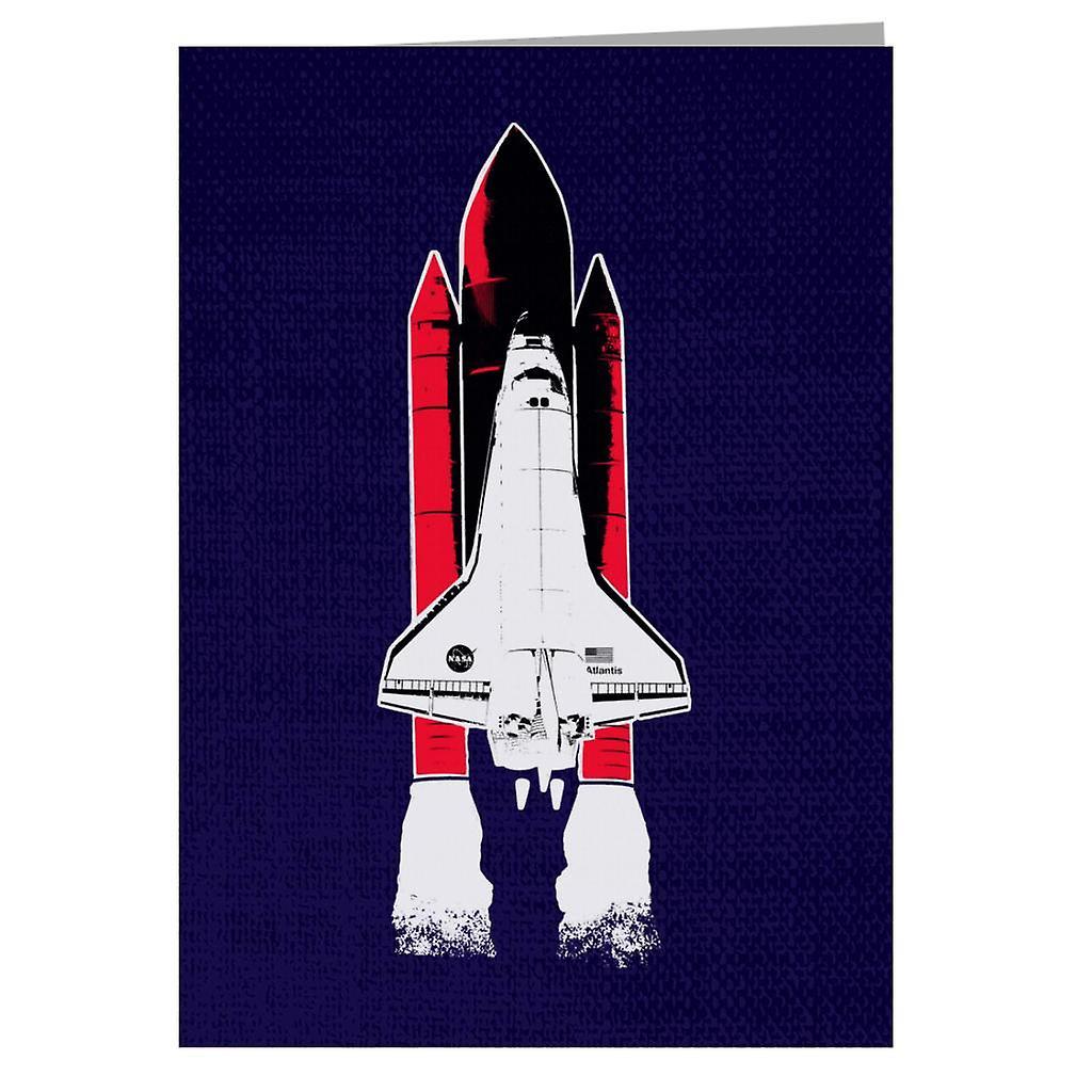 NASA Atlantis Shuttle Launch Greeting Card Navy Blue 14.5 x 21cm