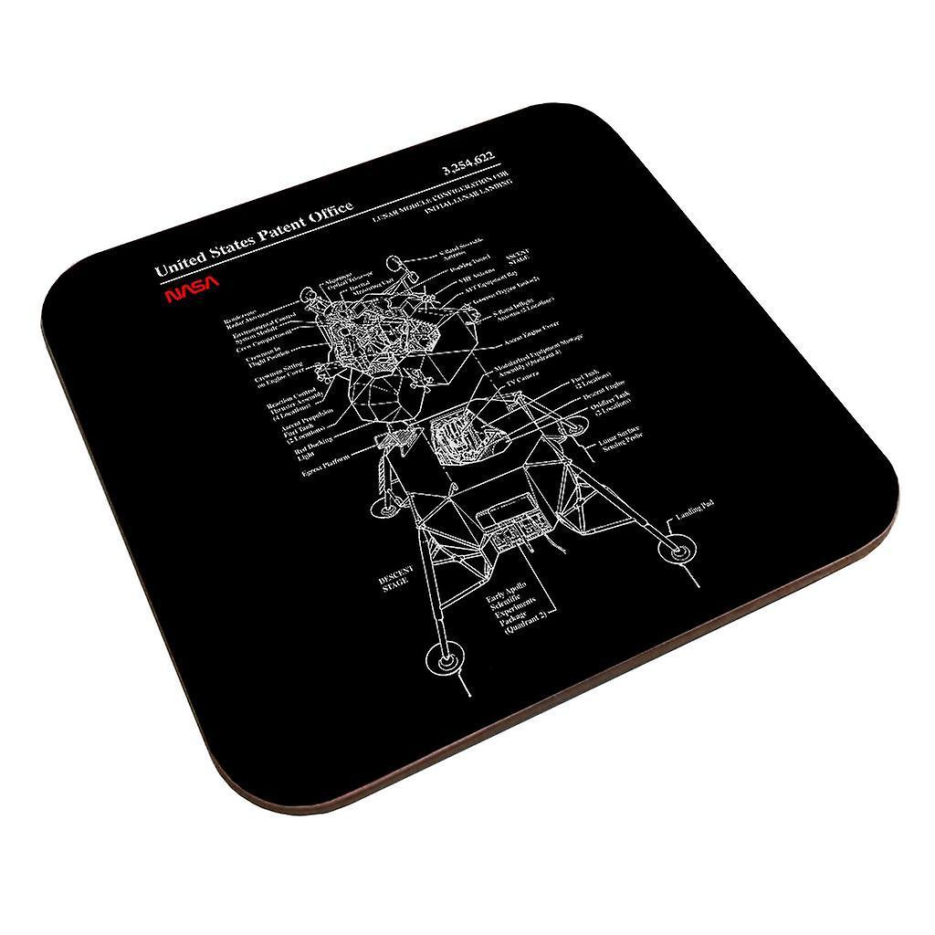 NASA Lunar Module Landing Blueprint Coaster Black 9 x 9 cm