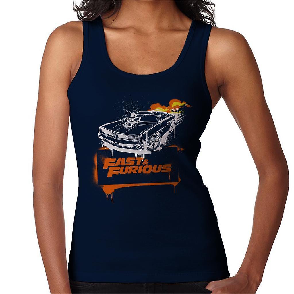 Fast & Furious Fast and Furious Dodge Charger Flame Women's Vest Navy Blue XX-Large