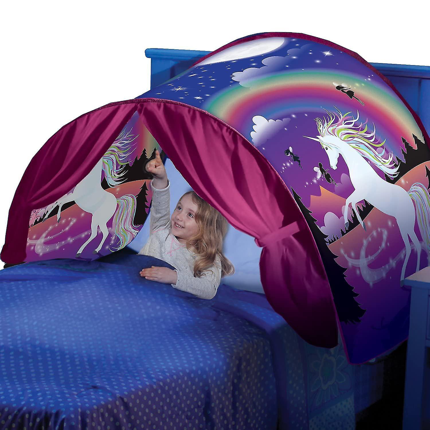 Fightinggirl Kids Dream Bed Tents, Winter Woderland Pop Up Bed Tent Unicorn Fantasy