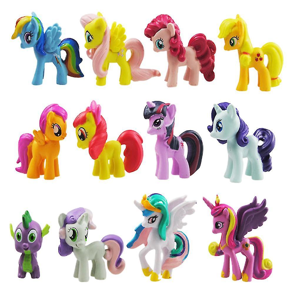 Shinestar 12pcs/set My Little Pony Figures Toys Cake Toppers Mini Unicorn Collectible Model Doll Kids Boy Girl Birthday Party Decoration