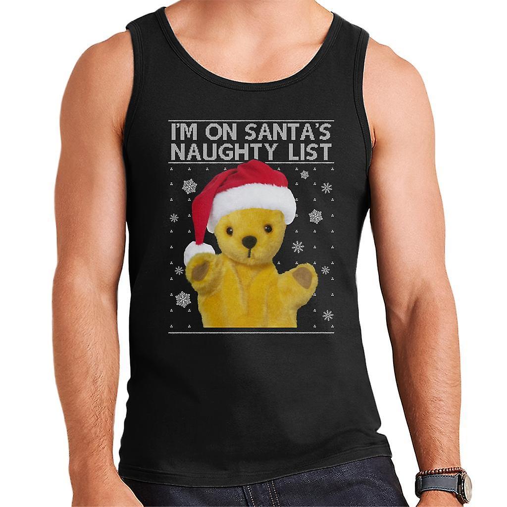 Sooty Christmas Im On Santas Naughty List Men's Vest Black Medium