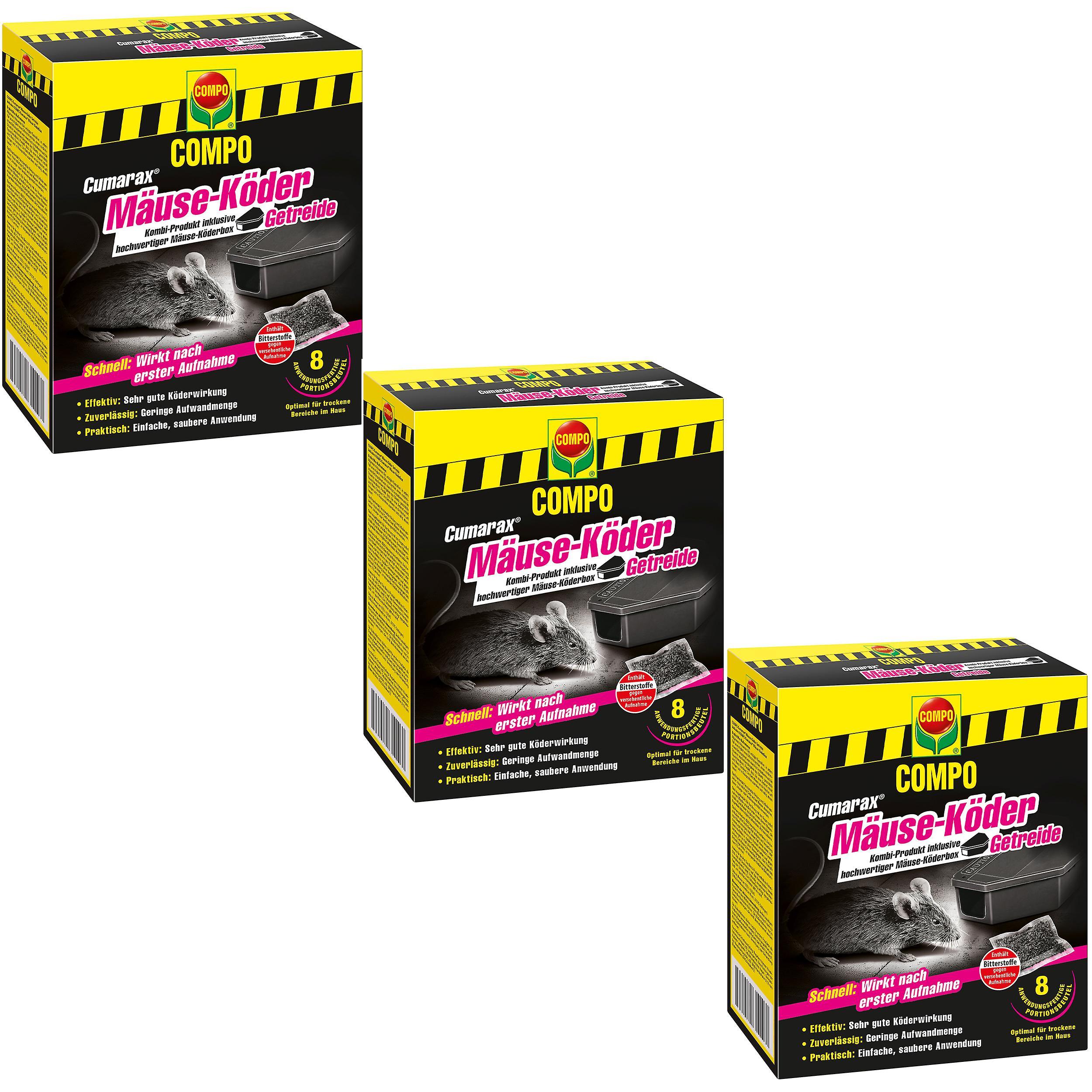 Compo GmbH 3 x COMPO Cumarax® Mouse Bait Cereal, 80 g + 1 bait box