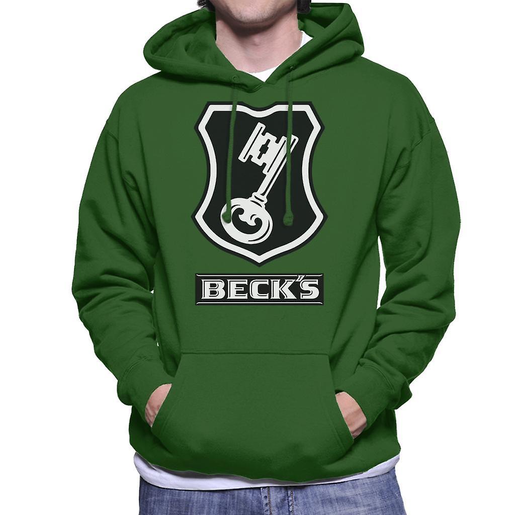 Beck's Logo Filled Black Key Men's Hooded Sweatshirt Bottle Green Large