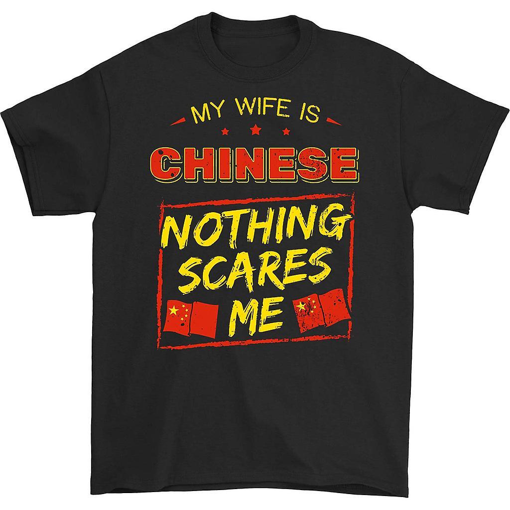 HISHARK My wife is chinese nothing scares me t-shirt black M