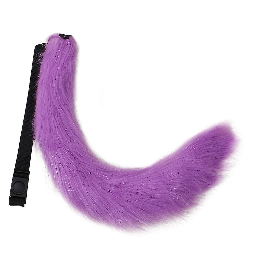 Conly Faux Fur Tail For Halloween Party Costume Accessories Plush Fox Wolf Tail Purple