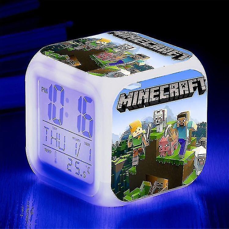 Minecraft Alarm Clock Coolie Scared Cartoon Led Digital Color Luminous Clock Birthday Gift Christmas Gift Style