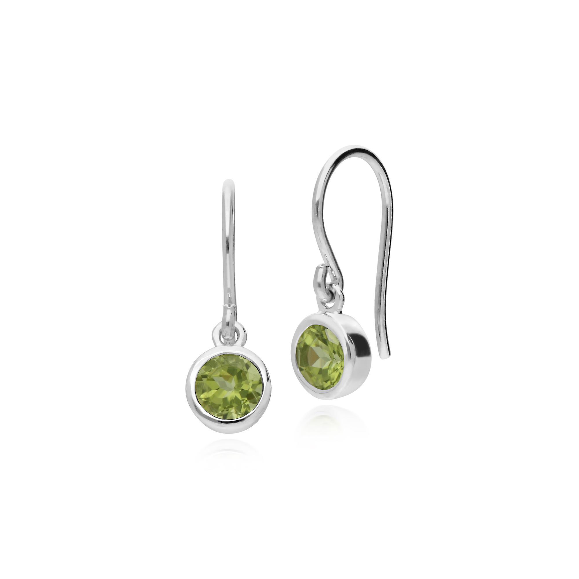 Gemondo Essential Round Peridot Bezel Set Drop Earrings in 925 Sterling Silver 253E150303925 Green One Size