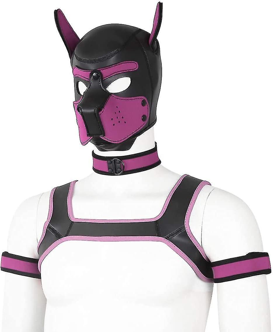 KEBAOWEI Adults Neoprene Puppy Hood Mask, Removable Cosplay Dog Full Face Pup Hood Mask_SSDLV