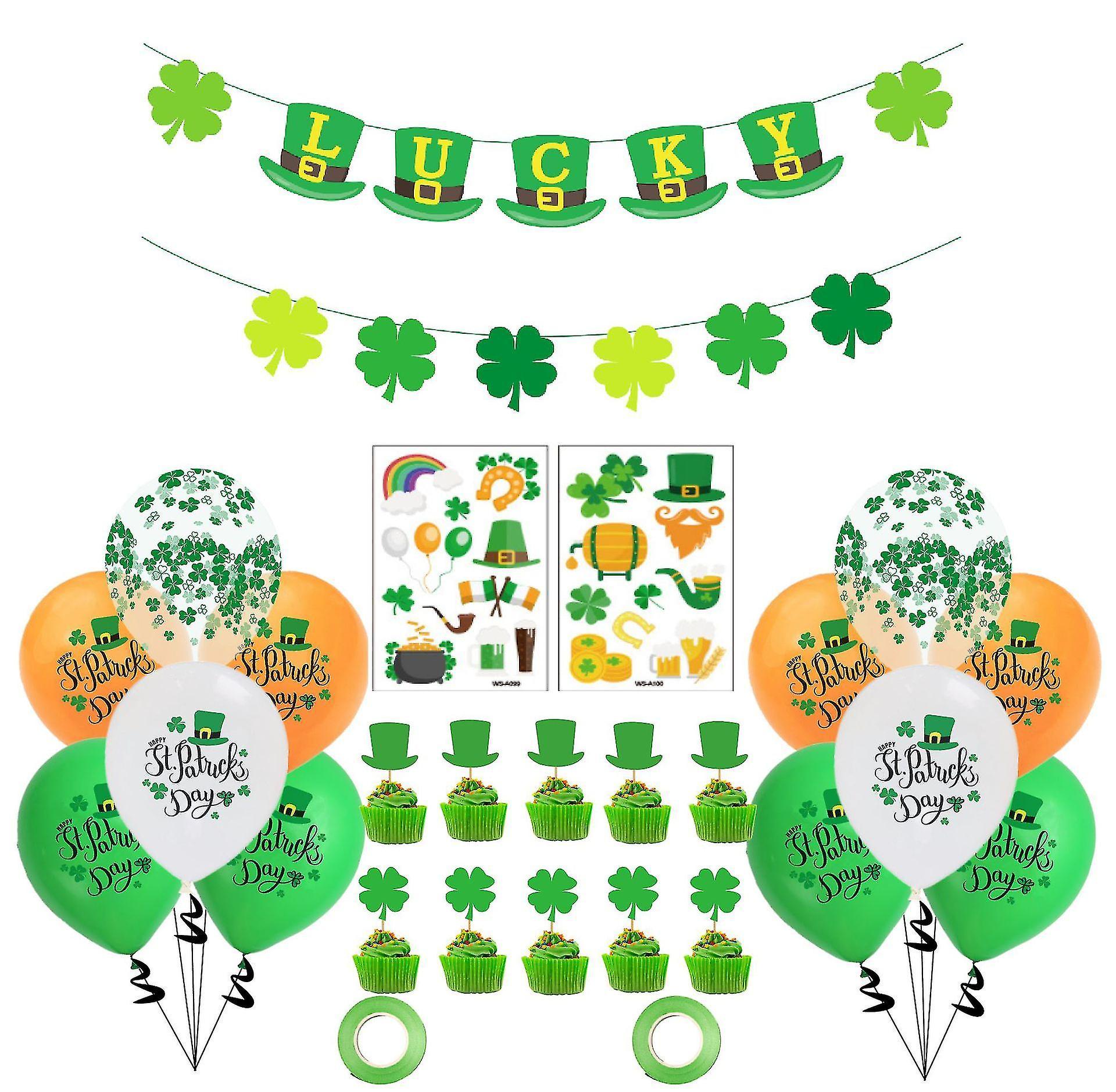 Tianzun St Patricks Day Decorations, St. Patrick's Banner Balloons Lucky Irish Shamrock Banner Irish Fesitival Party Supplies