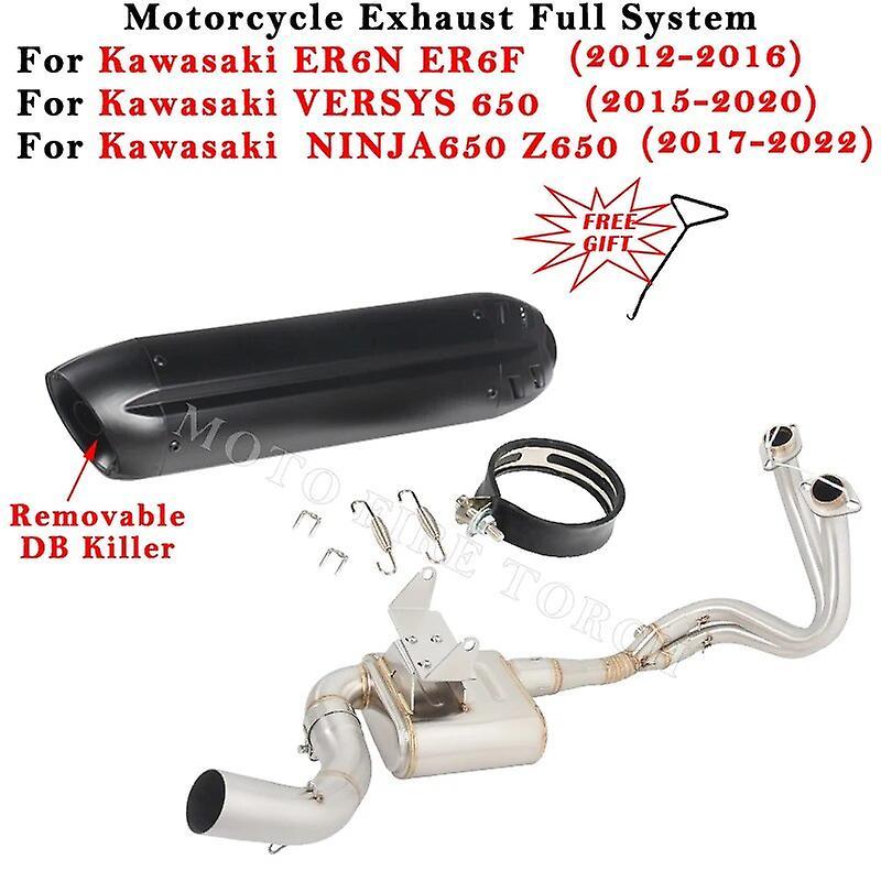 Jimonzi Motorcycle Exhaust Escape Full System Modified Muffler DB Killer For Kawasaki ER6N ER6F Z650 Versys Ninja 650 2012 - 2020 2021 Type A