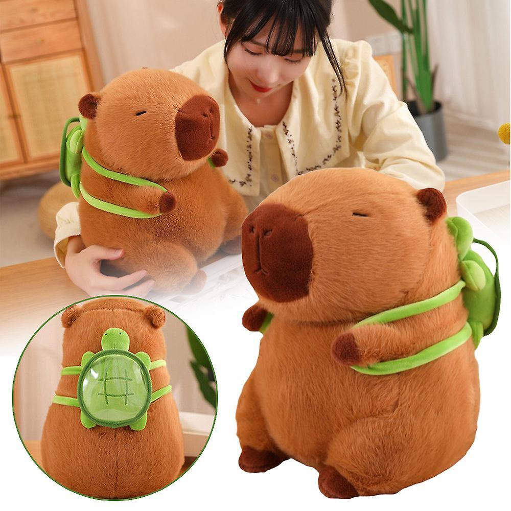 Mylight Animal Guinea Pig Plush Toy Capybara Carrying Turtle Realistic Soft Stuffed Doll 23cm