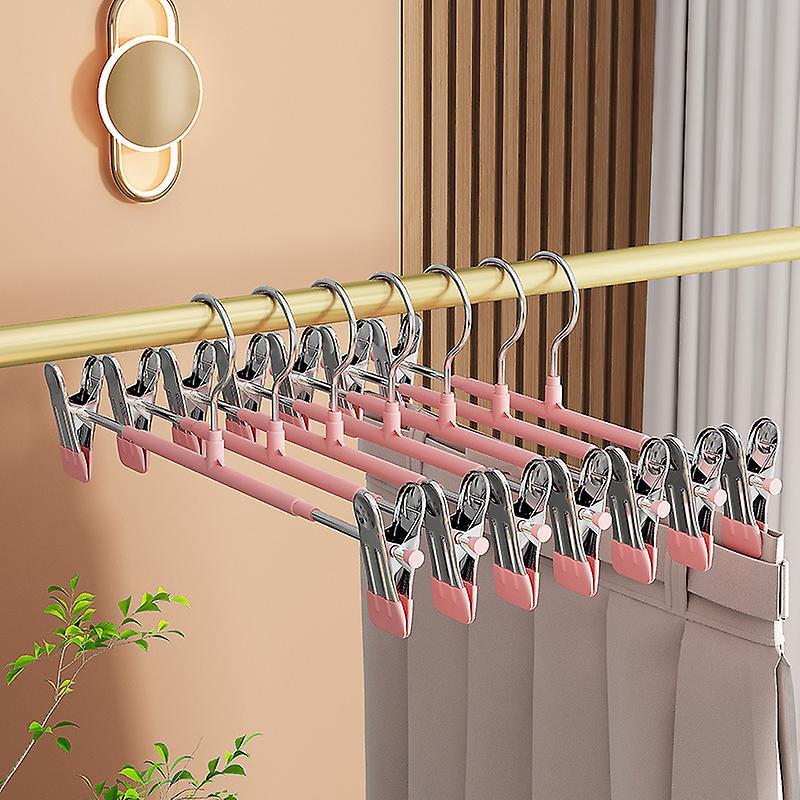 Jielin Pants Hangers with Clips for Women 10 Pack,Non-Slip Trousers, Jeans Clothes PINK