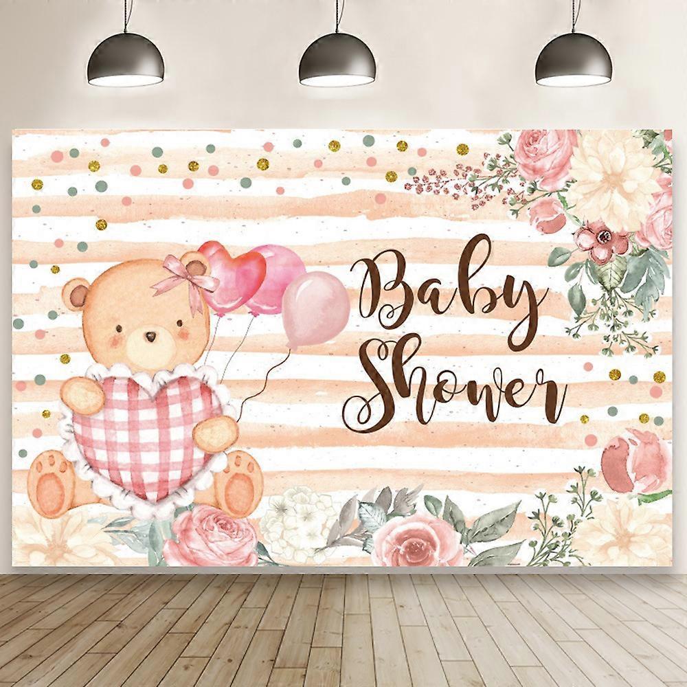 Ubiuo 7x5ft Gender Reveal Backdrop Baby Bear Boy or Girl Photography Background Baby Shower Party Blue and Pink Banner Decorations Supplies Photo B...