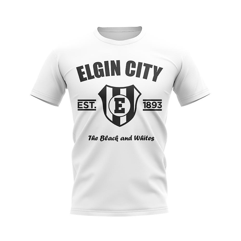 UKSoccerShop Elgin City Established Football T-Shirt (White) Blue SW