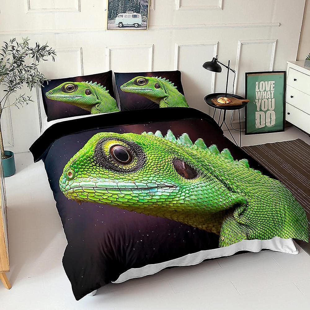 Kerota Chameleon Bedding Set Duvet Cover and Pillowcase, Digital Print D Digital Print Microfiber, Bed Set Pieces 135*200 CM Single135x200cm