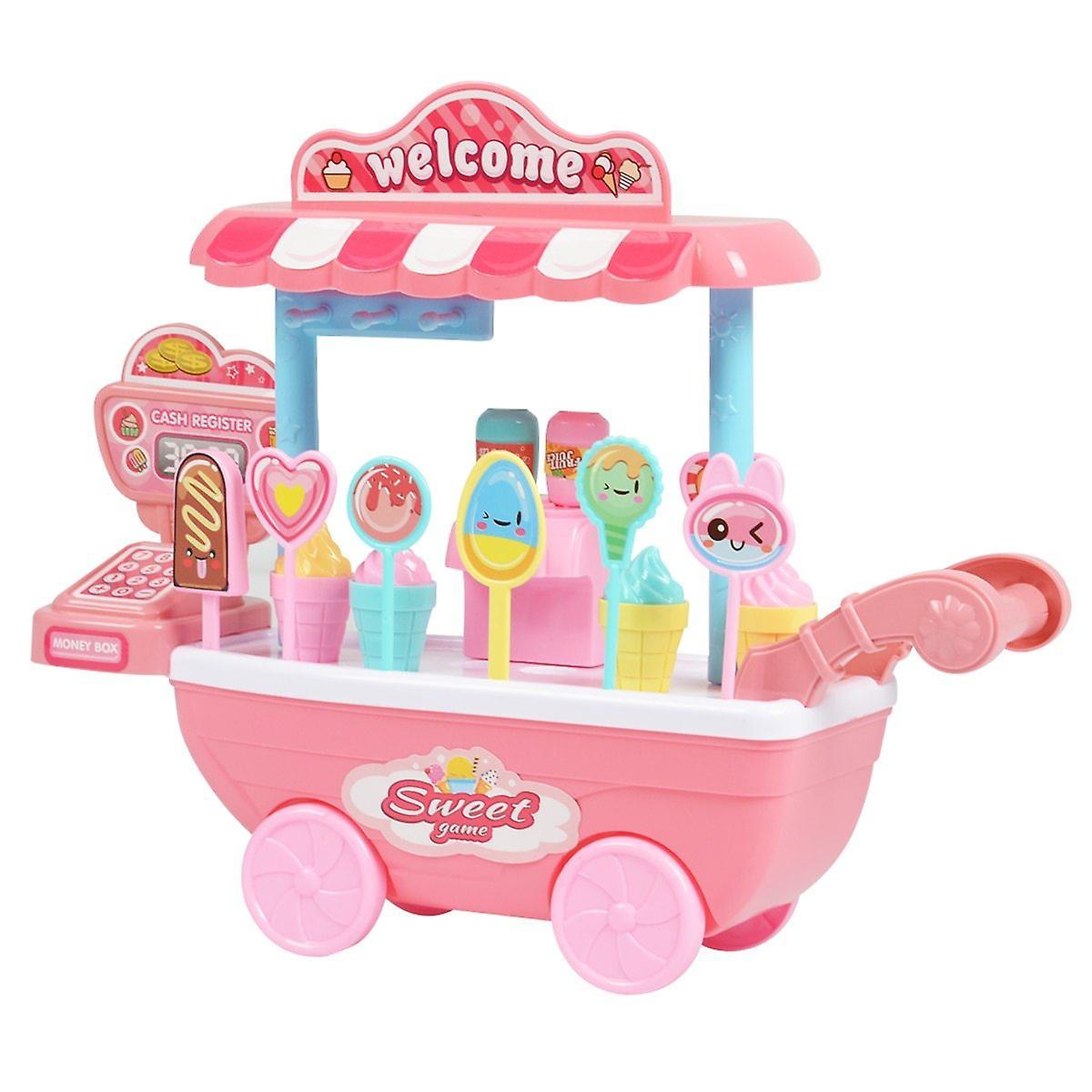 Slowmoose Children Role Play, Educational Toy- Mini Candy Cart Detachable Icecream Shop Pink