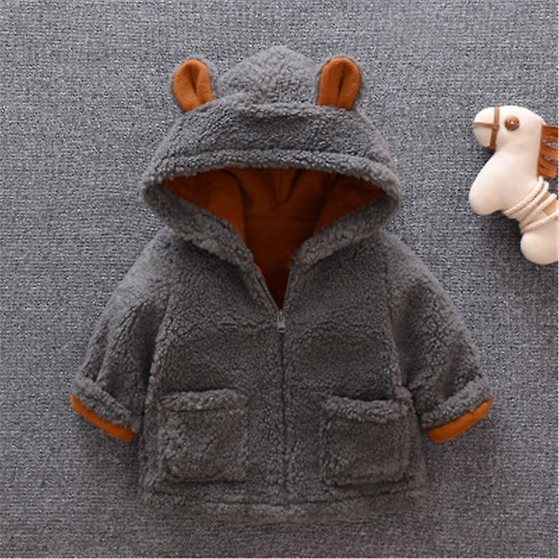 Slowmoose Autumn Winter Baby Clothes Warm Hooded Jacket & Coat Toddler Polar Fleece black 24M