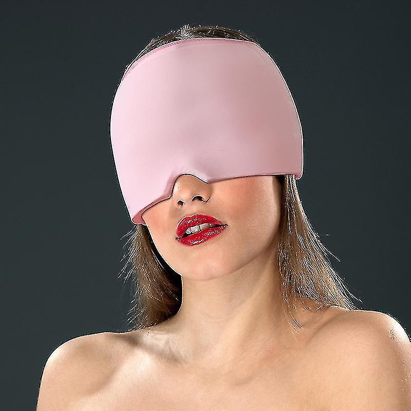 Ersam Form Fitting Gel Ice Headache Migraine Relief Hat, Cold Therapy Migraine Relief Mask, Comfortable & Strechable Ice Pack Eye Mask Pink