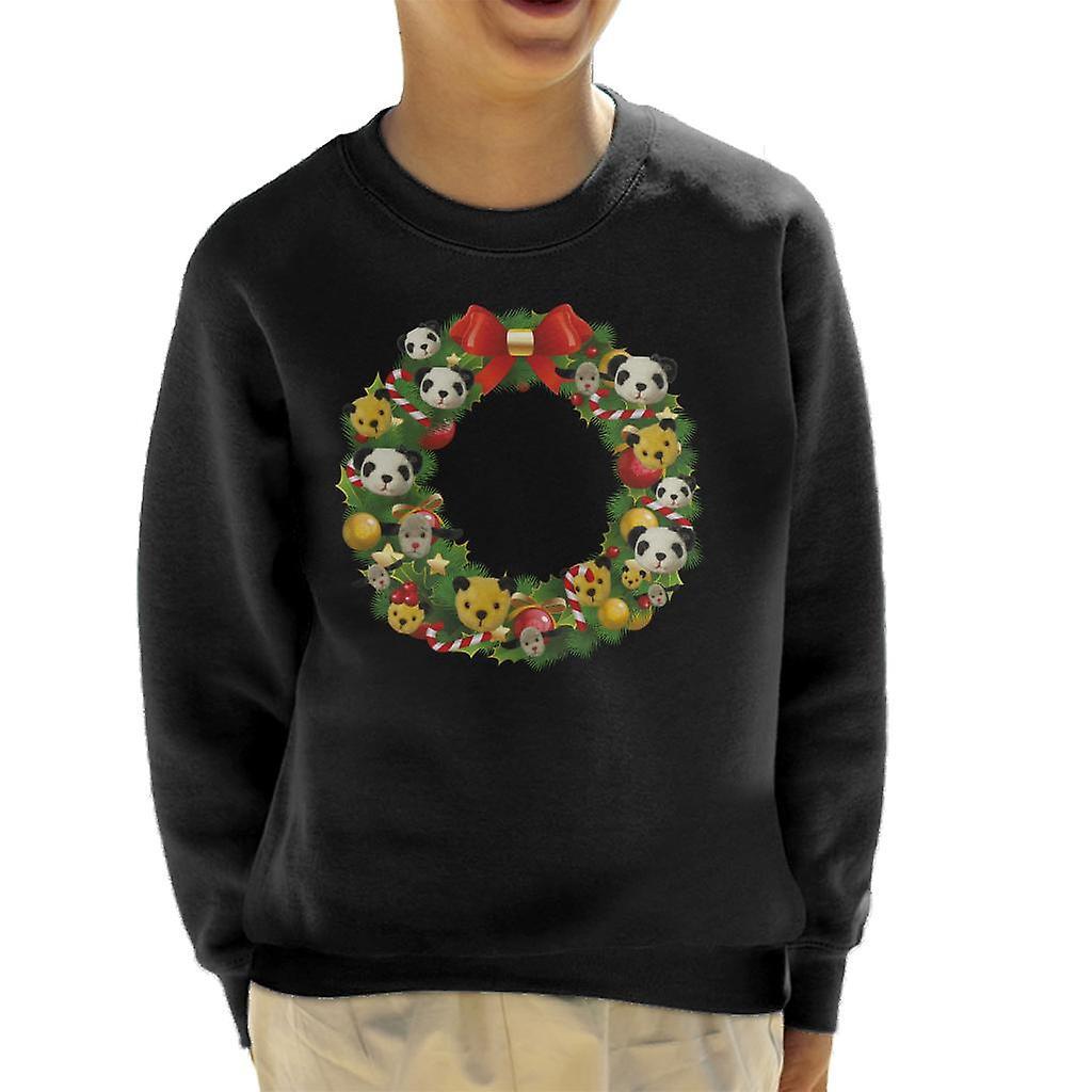 Sooty Christmas Wreath Kid's Sweatshirt Black Large (9-11 yrs)