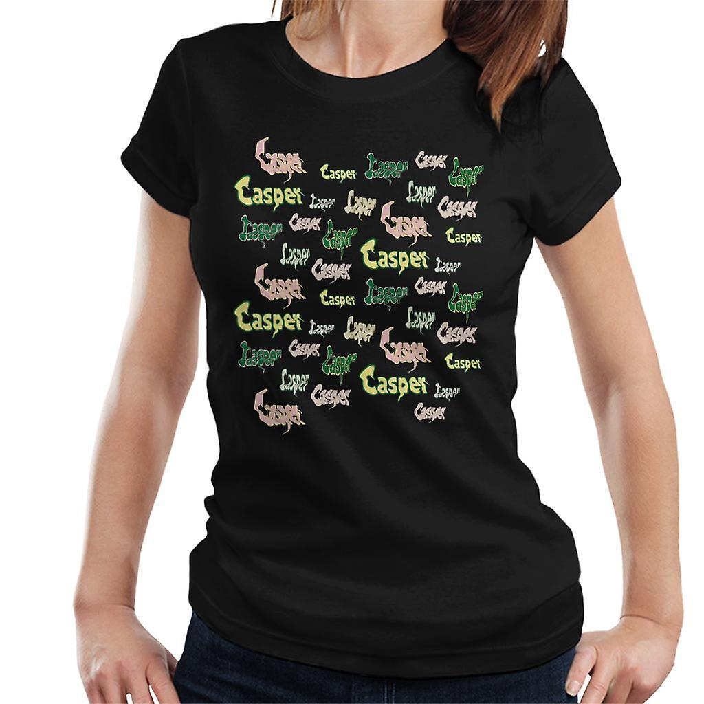 Casper The Friendly Ghost Logo Fonts Women's T-Shirt Black Medium