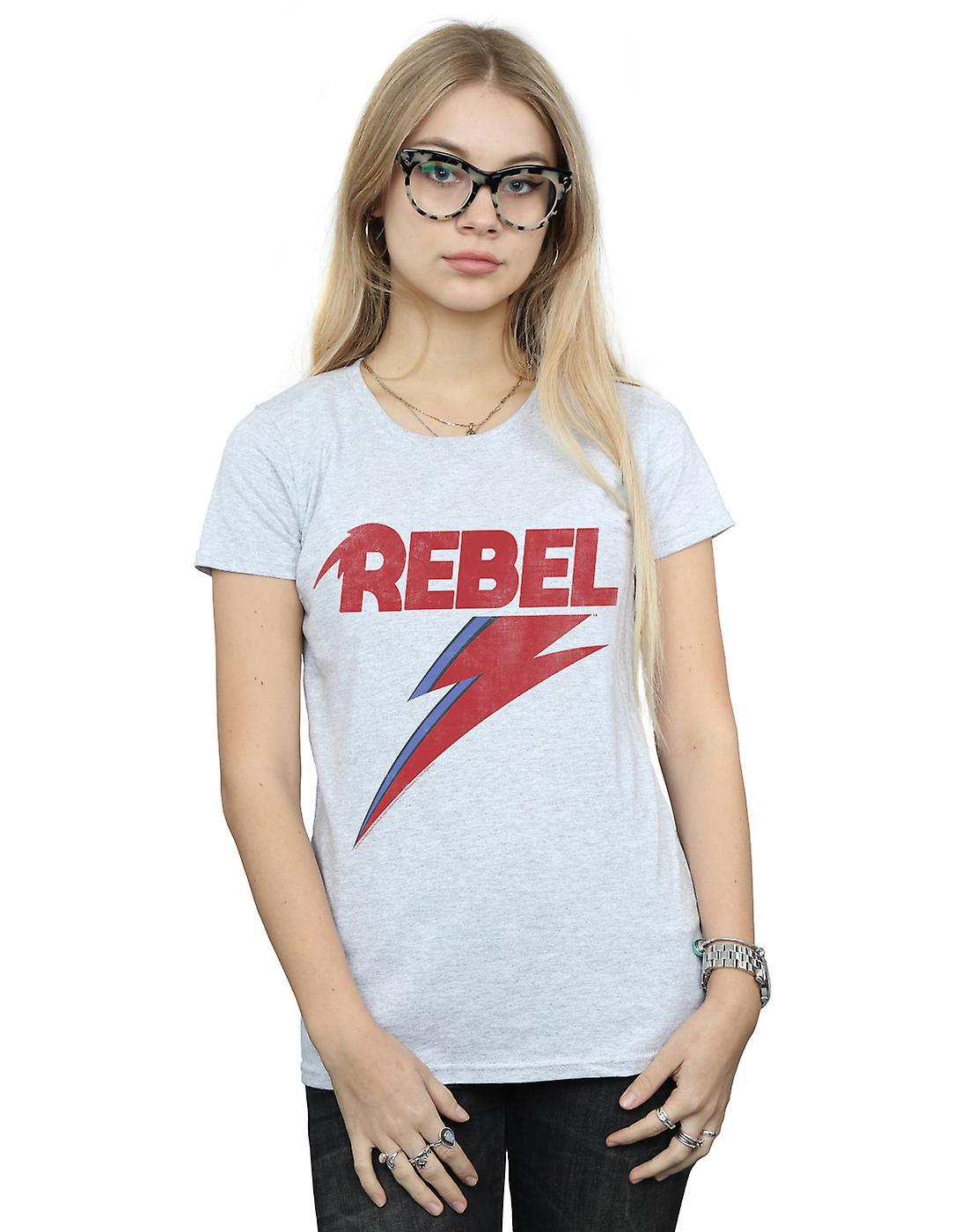 Women's David Bowie Womens/Ladies Distressed Rebel Cotton T-Shirt - Black - Size: 14