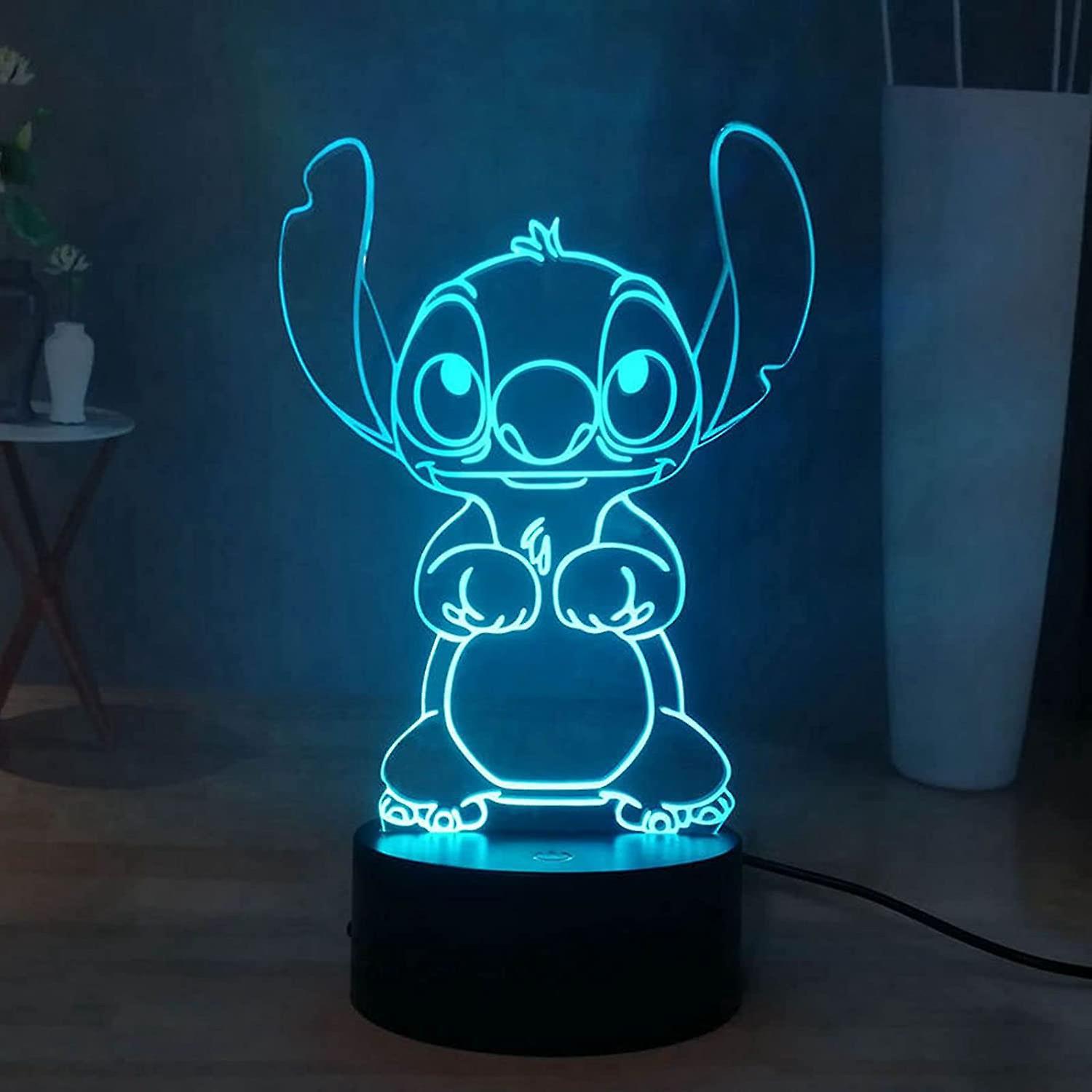 Havana Stitch Lampe 3d Manga Veilleuse  Led, Stitch Lampe De Chevet Veilleuse 16 Couleurs Dcoration De Lampe De Bureau 3d, Lampe De Nuit Pour Enfan...