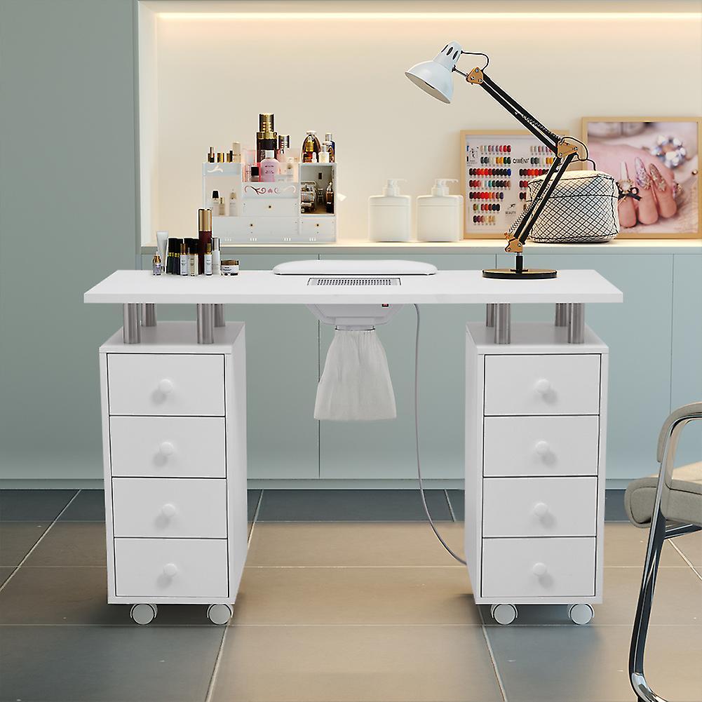 Living And Home Rolling Manicure Station Nail Table with Dust Collector for Beauty Salon