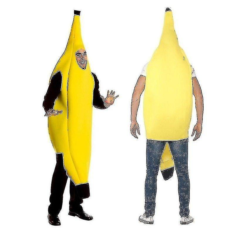 Hono Adult Unisex Funny Banana Suit Yellow Costume Light Halloween Fruit Fancy Party Festival Dance Dress Costume S L