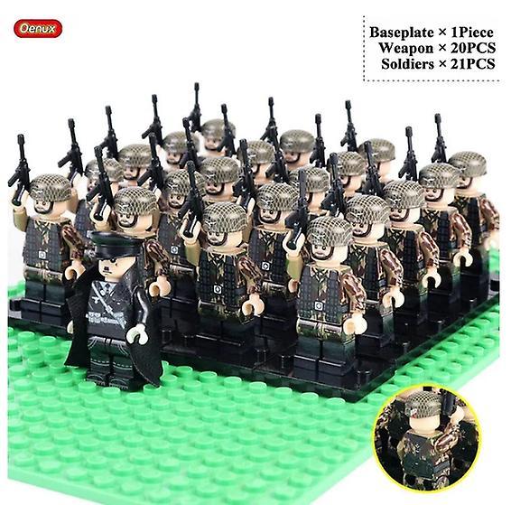 YM Studio WW2 Mini German Army Soldiers Figures Small Building Block Classic Truck Tank Model Block Brick