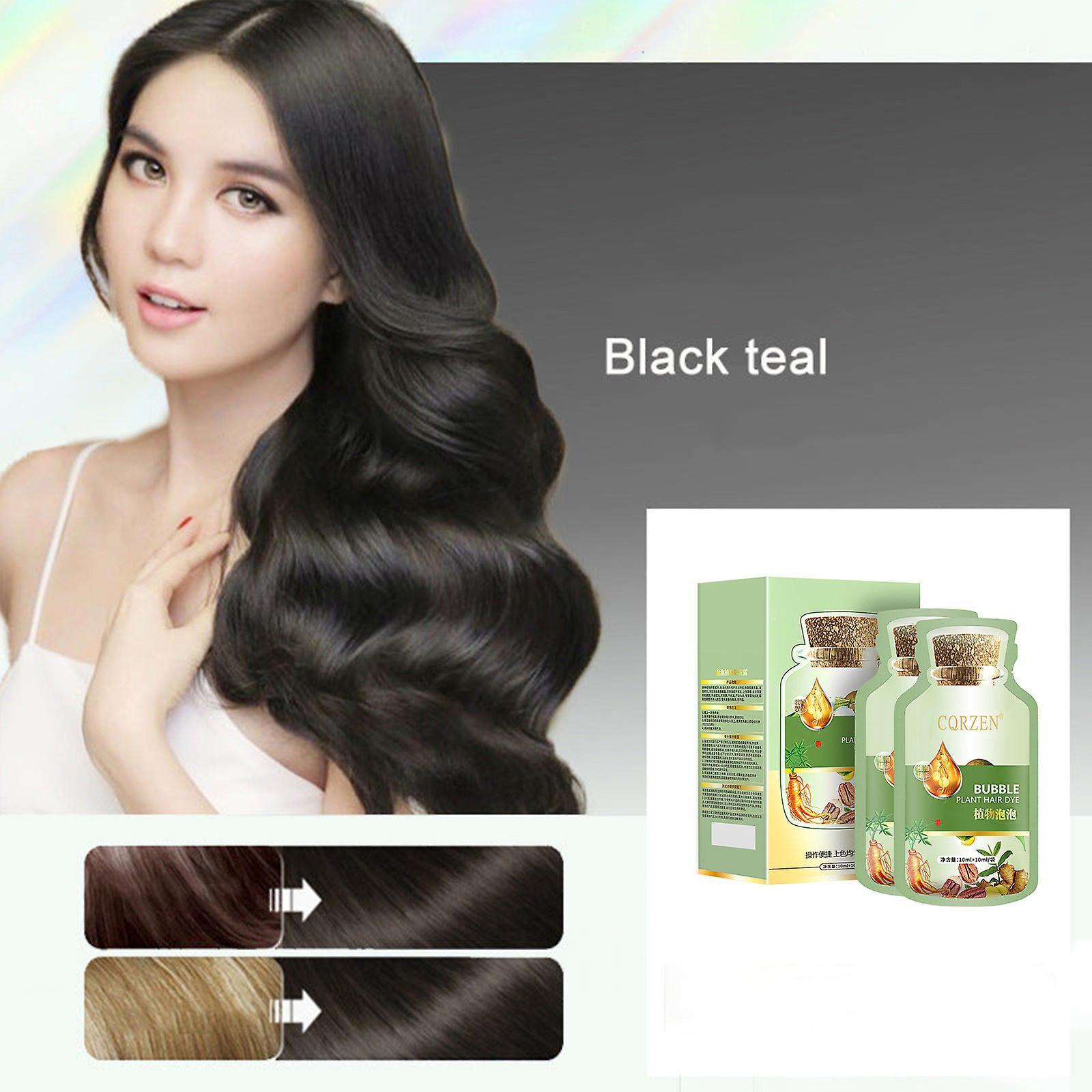 Kakanwo Hair Color Natural Plant Hair Color A Box Of 10 Bags Of Bubble Hair Dye, Each Containing 200Ml Natural Black B Free Size