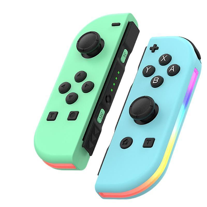 Zhongyun Controllers For Nintendo Switch, Replacement For Switch Controller With Rgb Led, Adjustable Turbo & Vibration, Green/blue