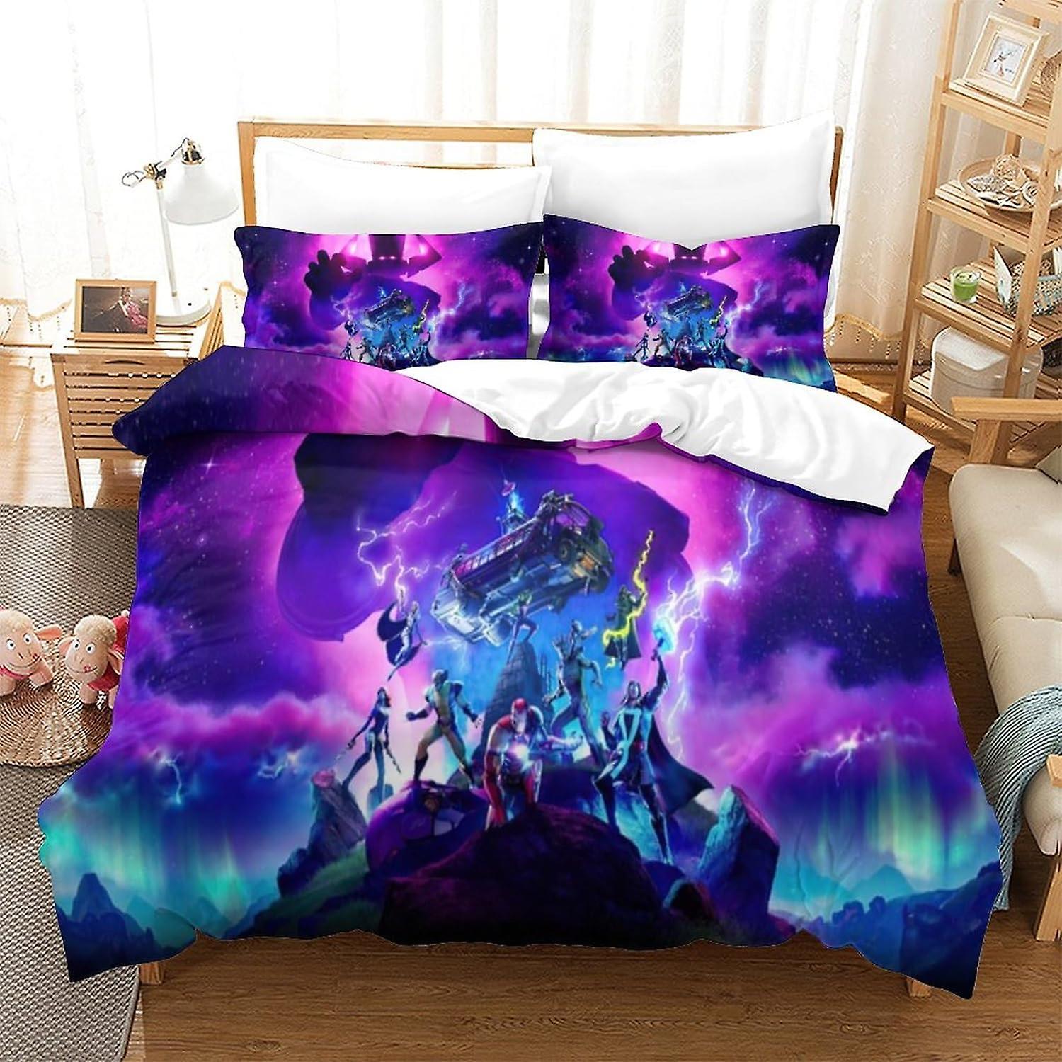 Kerota Fortnite Bedding Set 3D Digital Printing Three-piece Set Cartoon Game Duvet Cover Boys and Girls Quilt Cover Set with Pillowcase Single135x2...