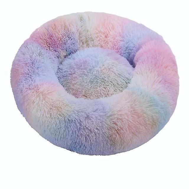 Slowmoose Round Cat Bed House Soft Long Plush Best  Bed For Dogs Basket, Pet Products 40cm / Colorful