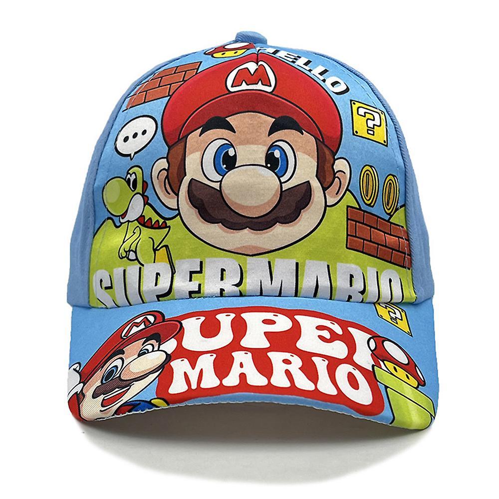 Vicbuy Gifts Caps Super Mario Bros Baseball Cap Cartoon Trucker Hat Adjustable Snapback for Kids Girls Sky Blue